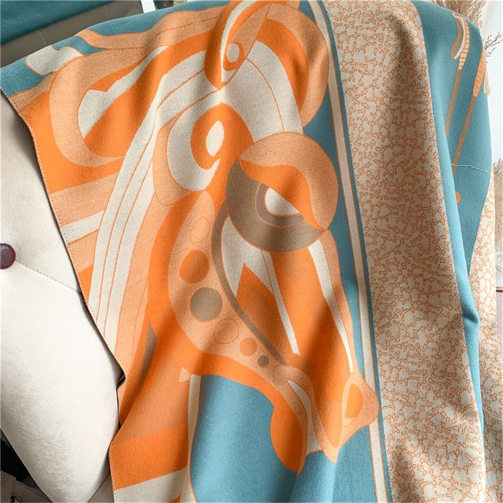 Sciarpa in Cashmere con Motivo a Cavallo Invernale da Donna, Scialle in Cashmere Caldo e Scialle Spesso