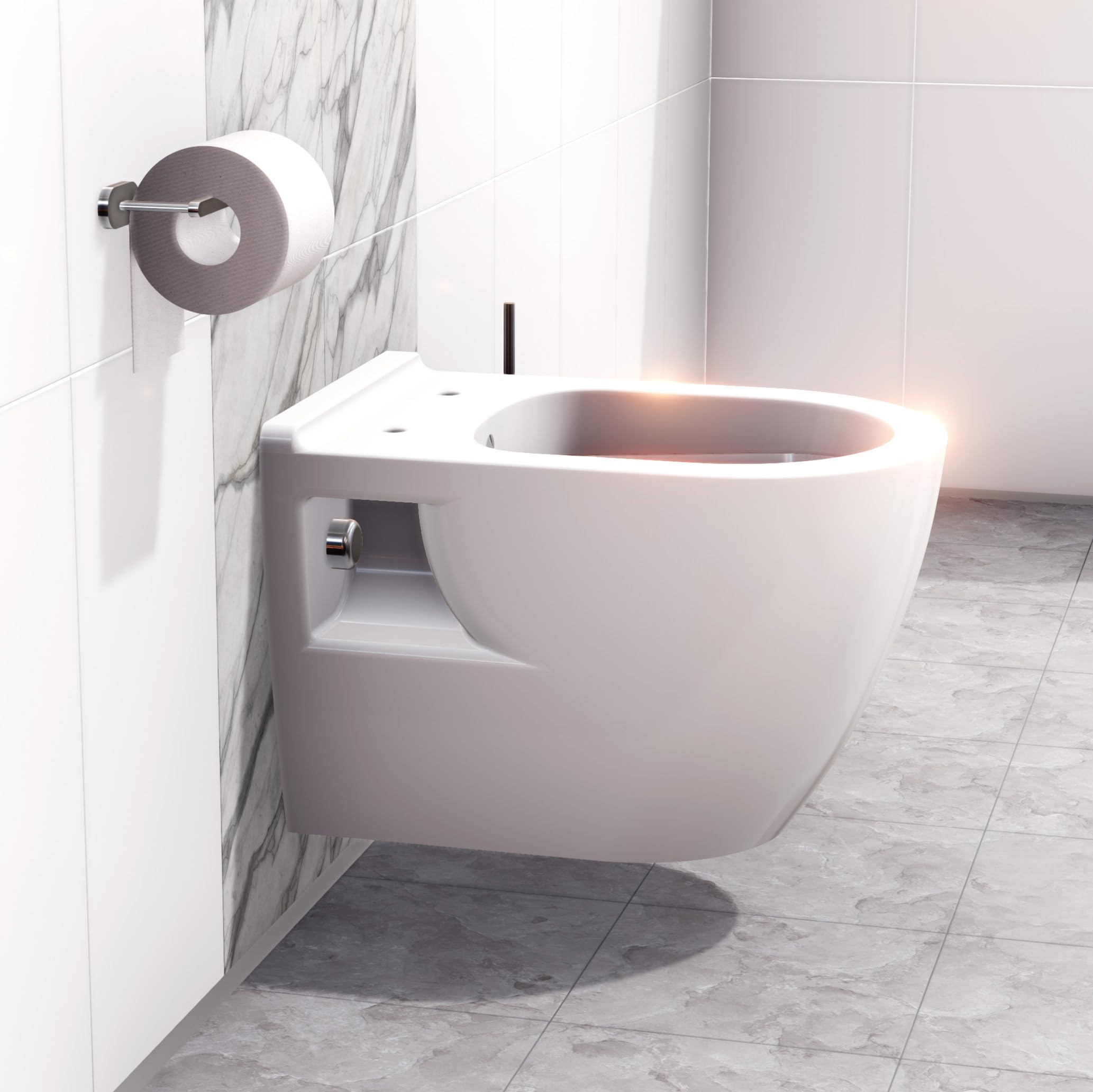 ALONI Wand-WC mit Bidet-Funktion, Weiß | Hänge-Toilette, Taharet-WC