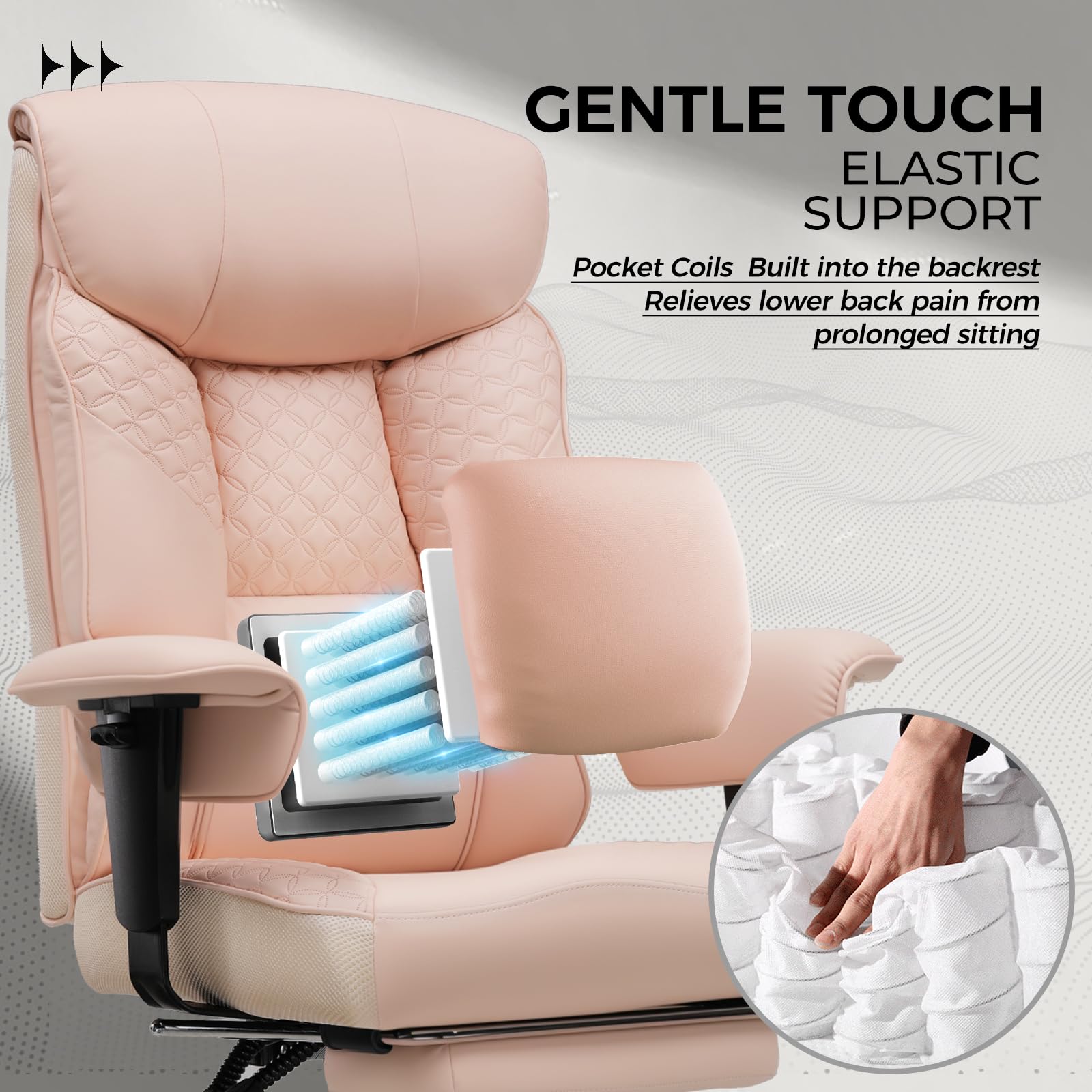 COMHOMA Sedia da Gioco, Persone Grandi Pesanti, Ergonomico, Cuscino 3D, Regolabile, Poggiapiedi, Pelle sintetica, Supporto 180 kg, Rosa