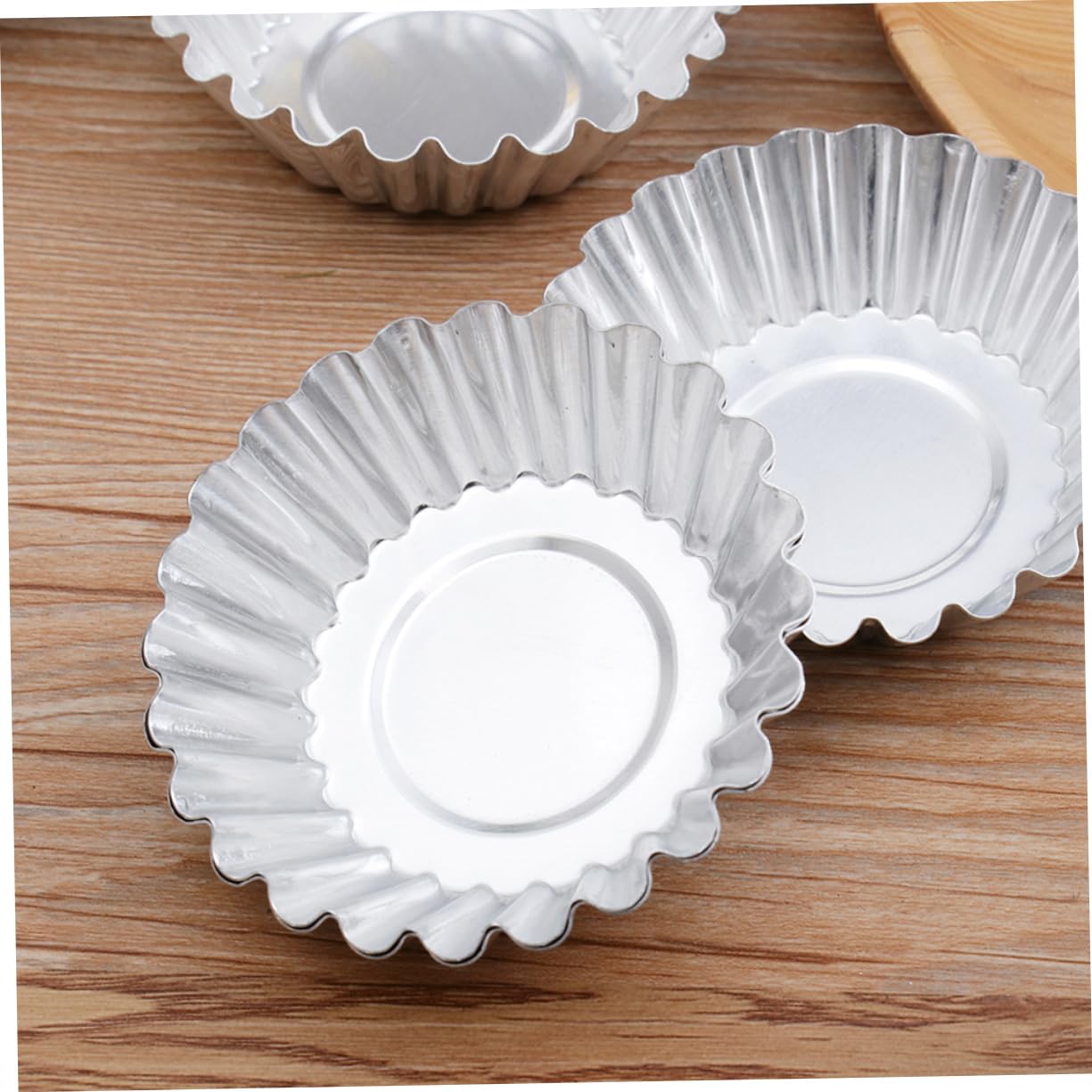 Argenté Moule à Tartelettes aux Œufs en Alliage D'aluminium 100 Pièces