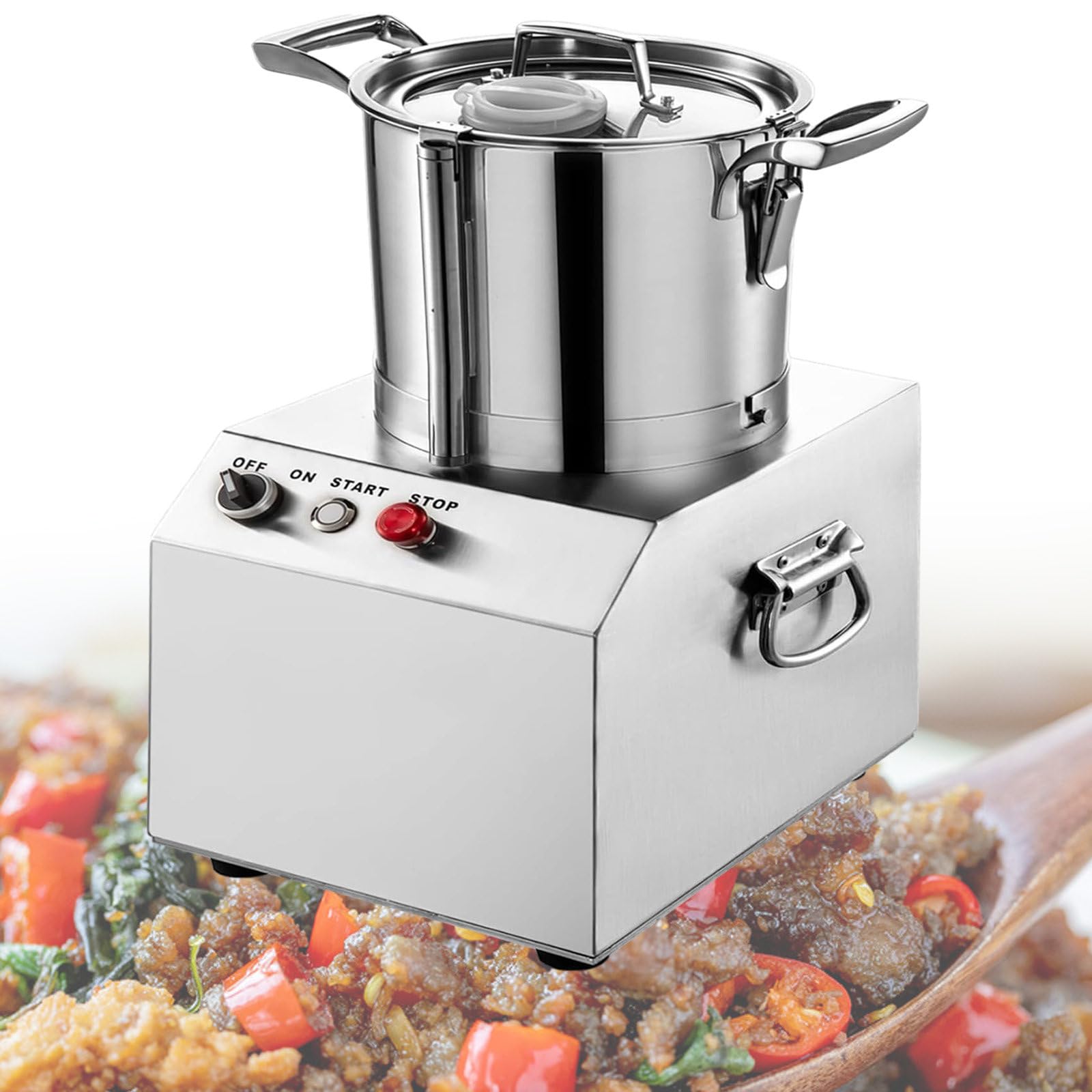 Procesador De Alimentos Profesional De Acero Inoxidable, Máquina Picadora Comercial De 4,3 Cuartos De Galón con Cilindro De Material Extraíble, para Carne, Frutas, Verduras Y Frutos Secos.
