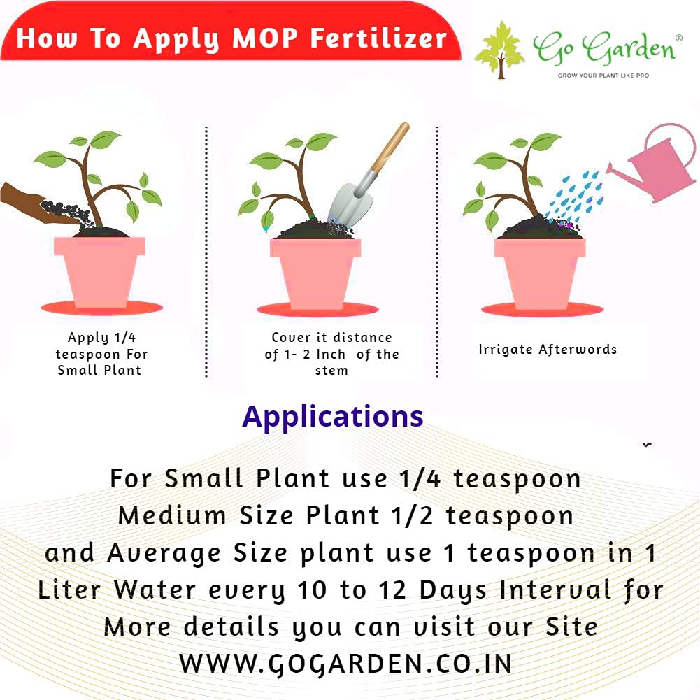 Go Garden Water Soluble Organic Potash NPK Plant Fertilizer All Purpose for Plant Health, Flower Fruit Plant Growth - 900 Granuals