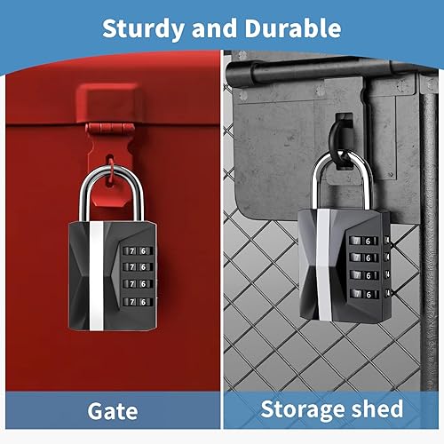 Miniatura 6 de Cerradura de combinación de 4 dígitos, reiniciable, metal impermeable, cerradura de casillero para escuelagimnasio, valla, puerta, caja de