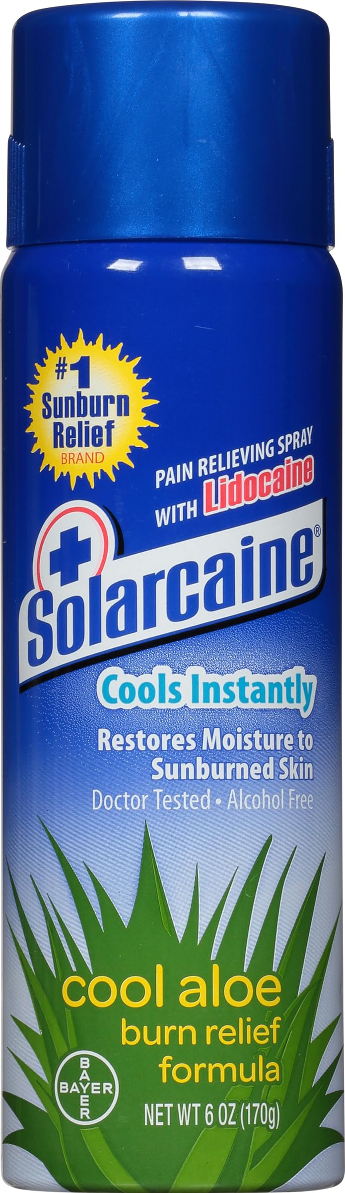 Solarcaine Cool Aloe Burn Relief Spray with Lidocaine, 6 Ounce