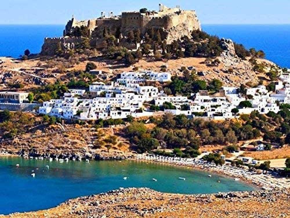 2000 Piece Jigsaw Puzzle Lindos Castle, Rhodes Island, Greece Large Puzzle Game For Adults And Teenagers 70x100CM