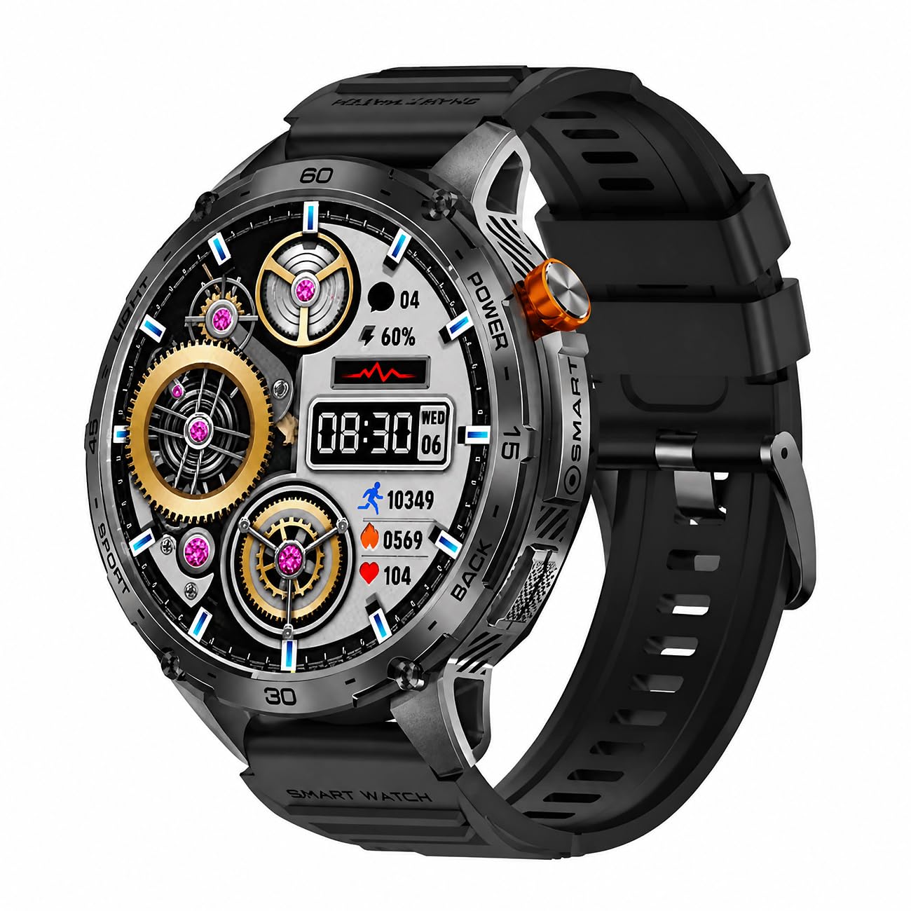 Orologio Smartwatch Uomo, Orologio Sportivo Uomo Multilingue E Sportivo Con Diverse Modalità E Torcia Smart Watch for Men Per Sport, Spostamenti, Riunioni E Relax Black,2 * 0.5 in