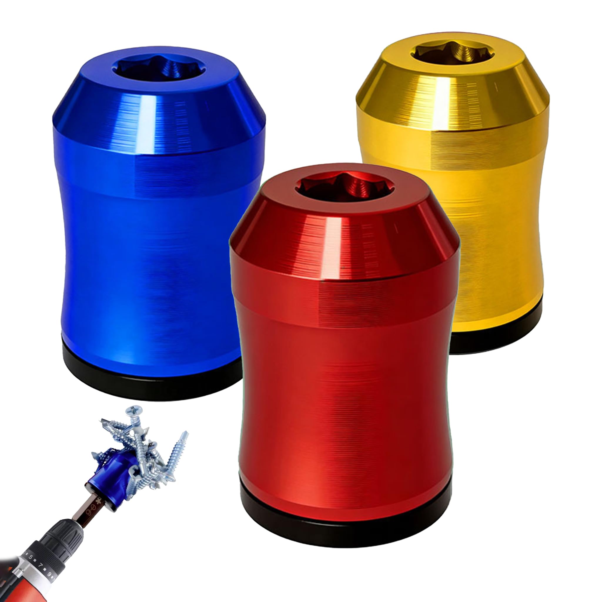 3Pcs Screwdriver Head Magnetic Ring, Universal Strong Magnetic Screw Bit Holder Screw Ring Magnetics Drill Bit Holder Removable Alloy for Hex Screwdrivers and Power Bits for DIY Repair