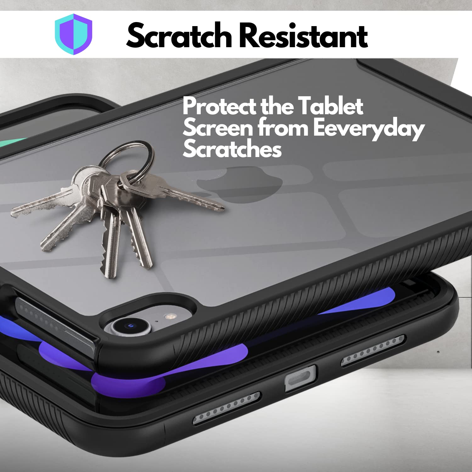 CBUS Funda para teléfono resistente con protector de pantalla integrado compatible con iPad Mini 6 (2021) 6ª generación – cuerpo completo (negro)