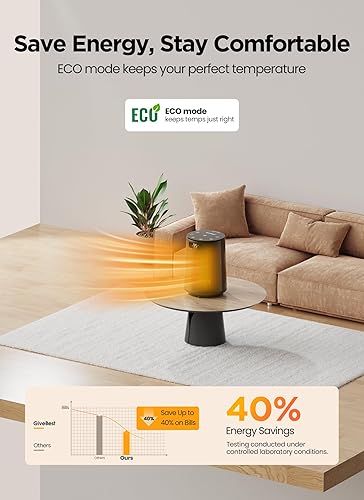 Miniatura 7 de GiveBest Calentador de espacio, calentadores eléctricos portátiles para uso en interiores con termostato y control remoto, oscilación de 70,