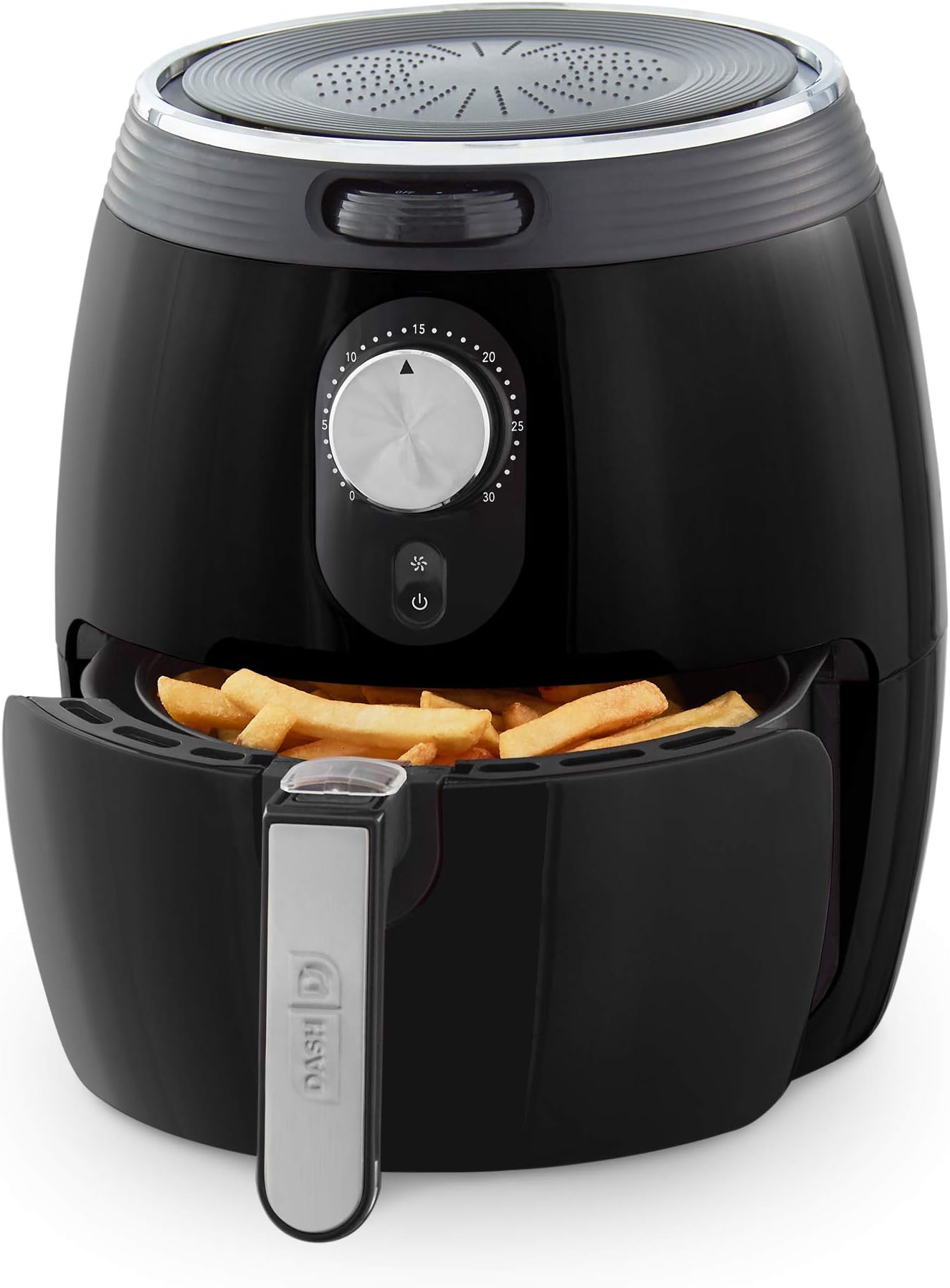 DASH DMAF355GBBK02 Deluxe Electric Air Fryer + Oven Cooker with Temperature Control, Non Stick Fry Basket, Recipe Guide + Auto Shut off Feature, 3qt, Black