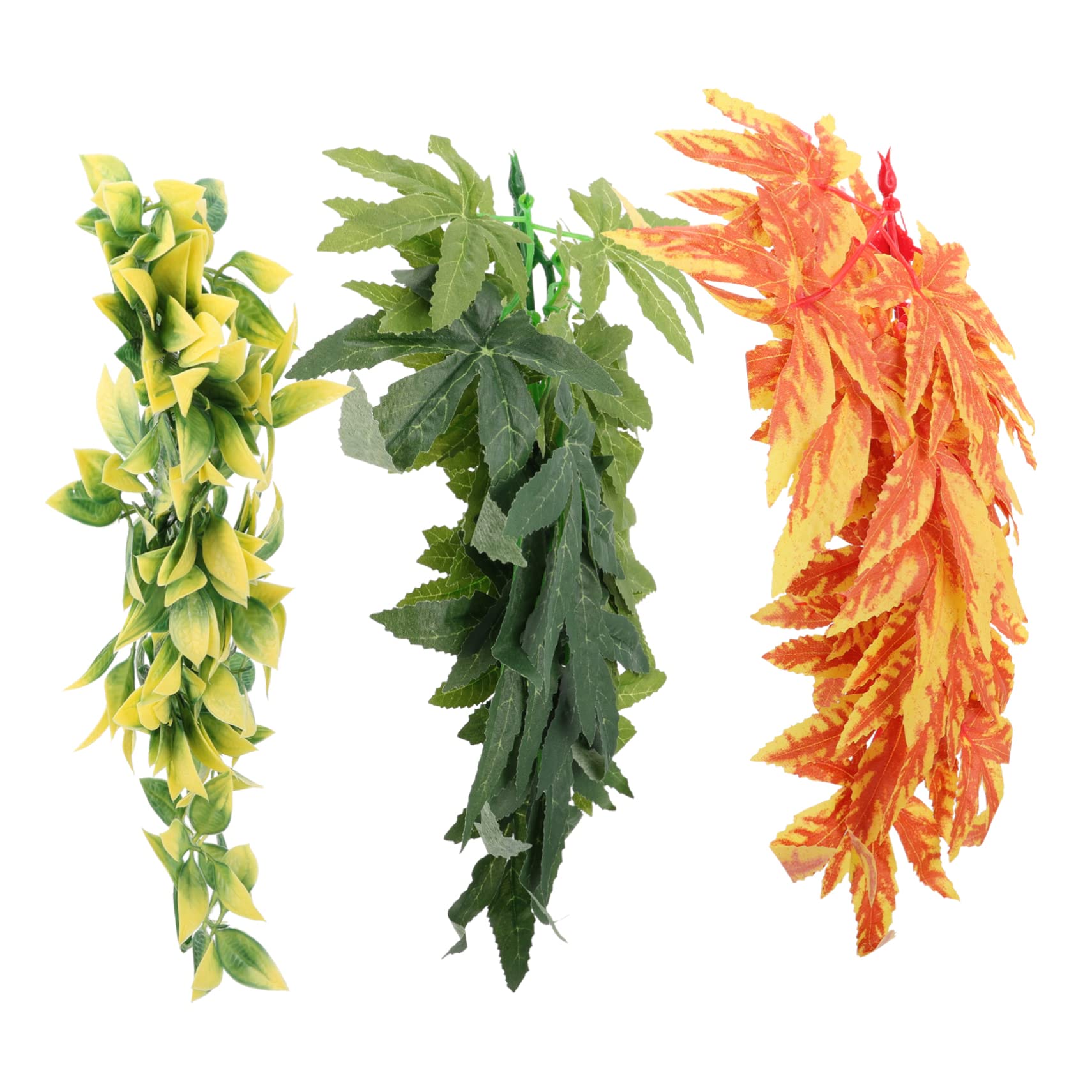 POPETPOP Reptile Plants 3 Pack Fake Hanging Vines for Reptile Decor Lizard Tank Accessories