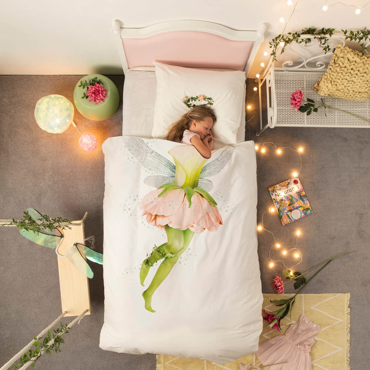 Snurk Kinder Bettwäsche Set Garnitur Heimtextilie Bettdecke Kopfkissen Fairy Fee 135 x 200 cm 100% Baumwolle