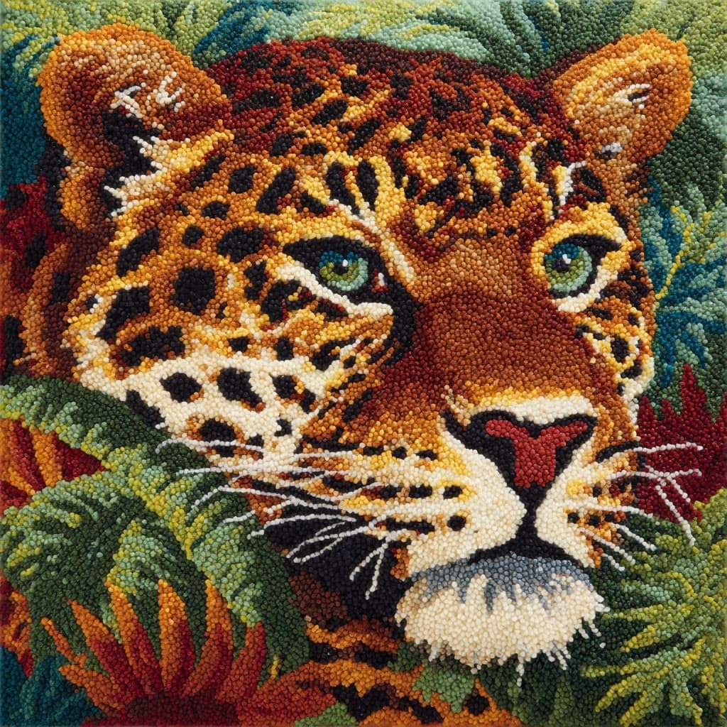 Henypt Latch Hook Cushion Kits, Leopard