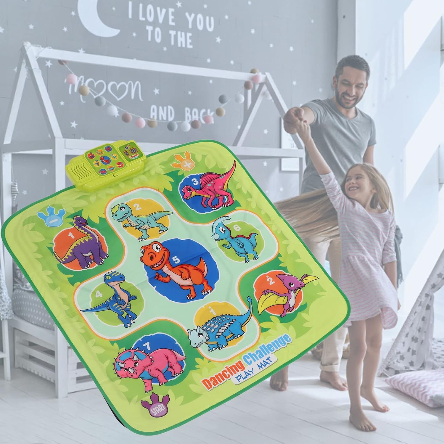 Music Dance Pad, Electronic Dance Mat for Kids and Adults, Soft Folding Light Up Dance Play Mat with Music and Volume Control, Early Education Interactive Toy for Indoor Outdoor