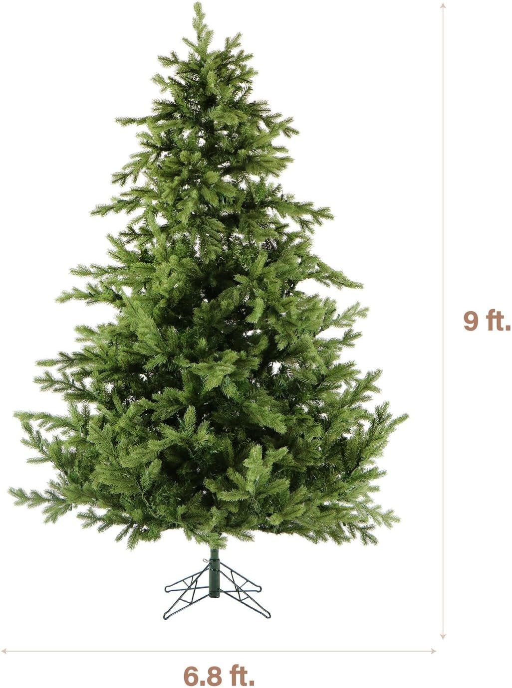 Fraser Hill Farm 9-Ft. Foxtail Pine Artificial Christmas Tree with Stand and No Lights, Unlit Foldable Fake Tree with Realistic Foliage for Home Decoration