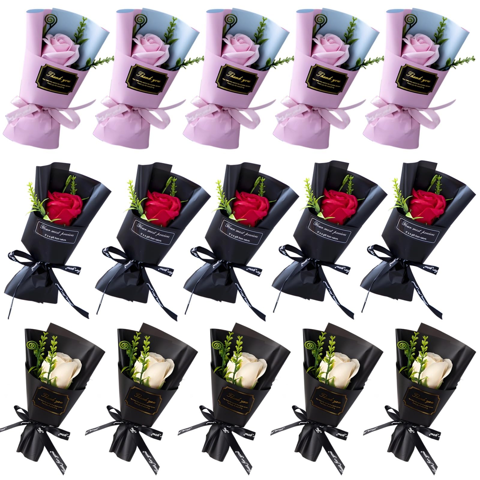 Roses en vrac et mini bouquets de fleurs préservées pour cadeau
