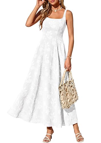 PRETTYGARDEN Womens Summer Dresses 2026 Casual Sleeveless Square Neck Formal