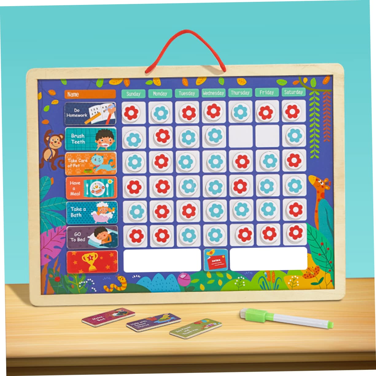 FUNOMOCYA Tabla de Recompensas para Niños de Madera, Tablero de Hábitos