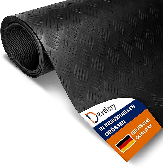 Gumowa mata o strukturze blachy ryflowanej, szerokość 0,1 m do 1,6 m + długość do 10 m do wyboru  do wyboru: 100 cm x 110 cm x 3 mm  mata ryflowana, gumowa mata do uderzania młotkiem, gumowa