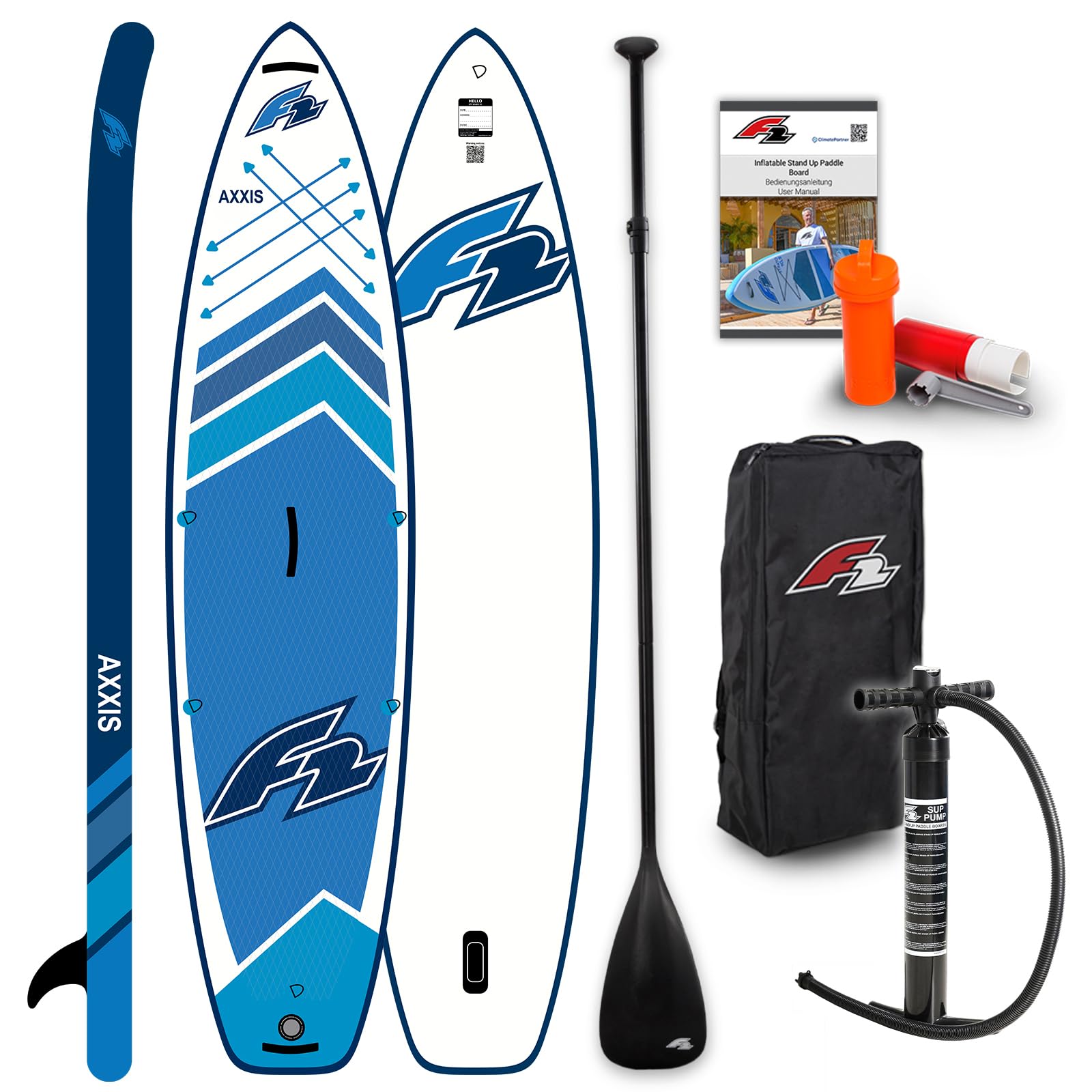 F2 SUP Stand Up Paddle Board Axxis 10'5''/11'6"/12'2" wählbar Blau