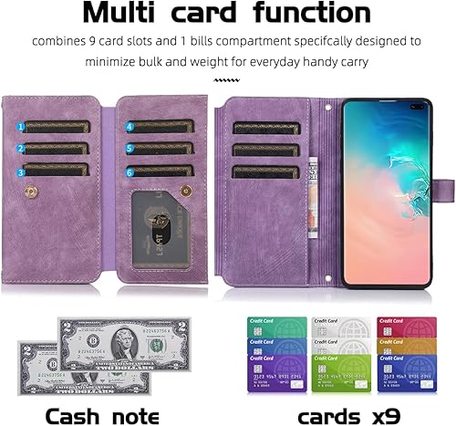 Miniatura 6 de Diseño para Samsung Galaxy S10 - Funda tipo cartera cruzada con ranuras para tarjetas de piel sintética, función atril, cierre magnético, con