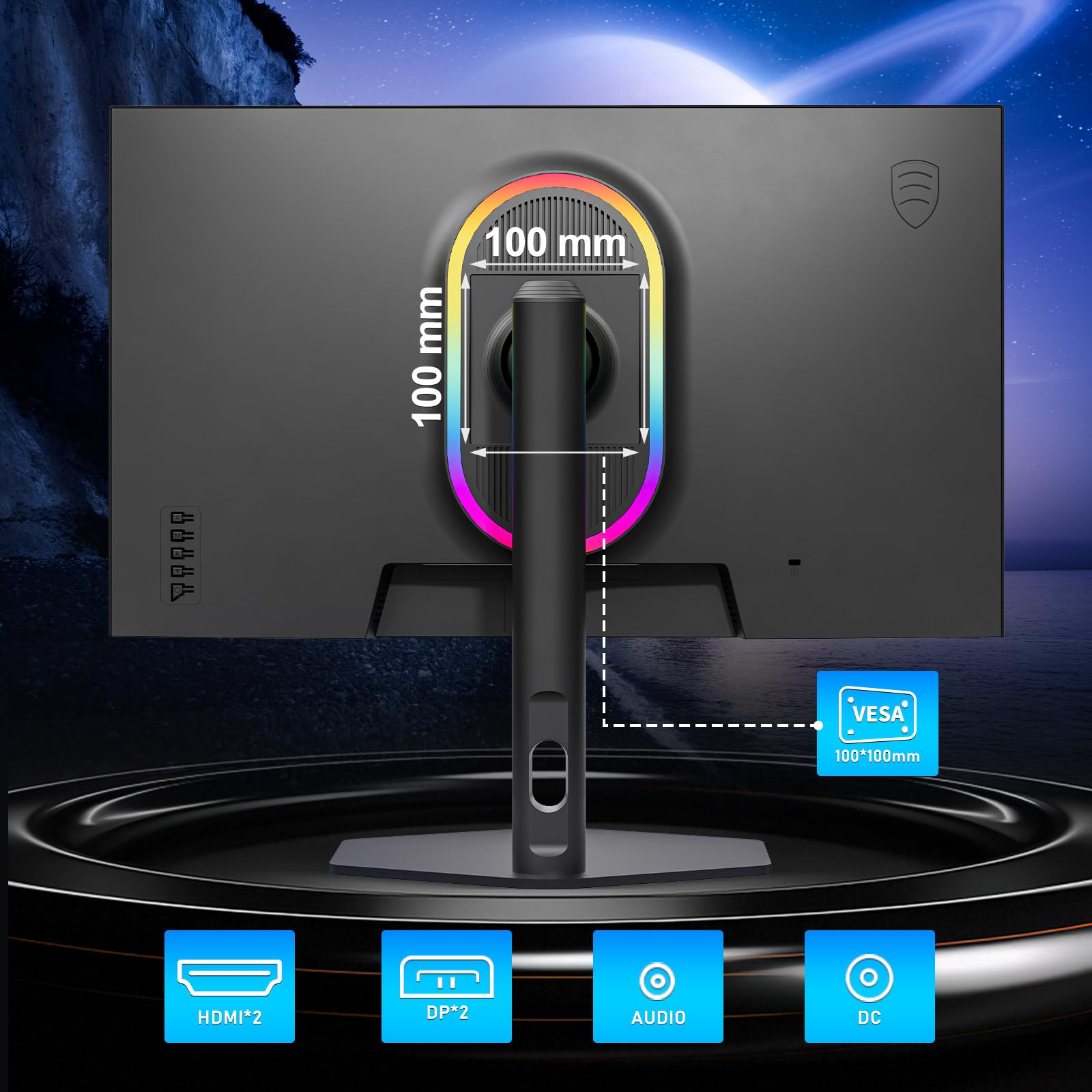 FYHXele Monitor de gaming de 27 pulgadas, monitor de ordenador de 300 Hz, panel QHD Fast IPS, pantalla de PC GTG de 0,8 ms, soporte ajustable para vertical y VESA, antiluz azul, negro