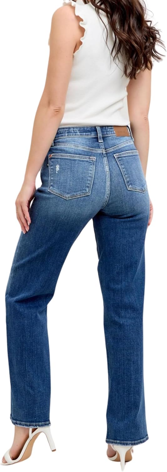 Judy Blue High Waist Dark Wash 90's Straight Leg, Inseam 32" - Image 6