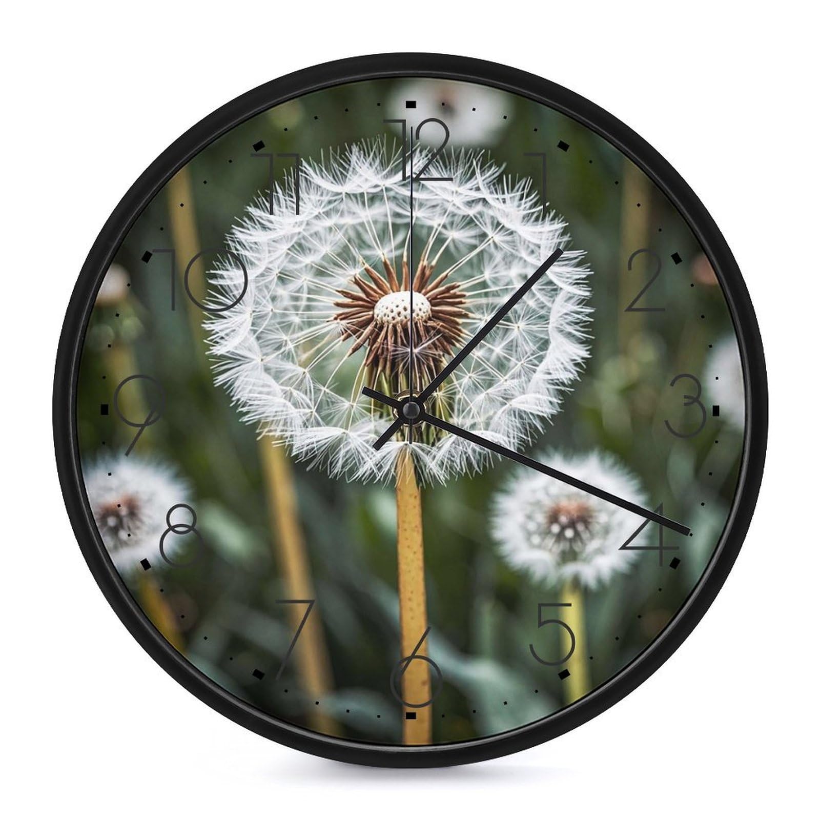 Horloge murale silencieuse pissenlit blanc 25,4 cm pour supprimer le bruit dans la chambre