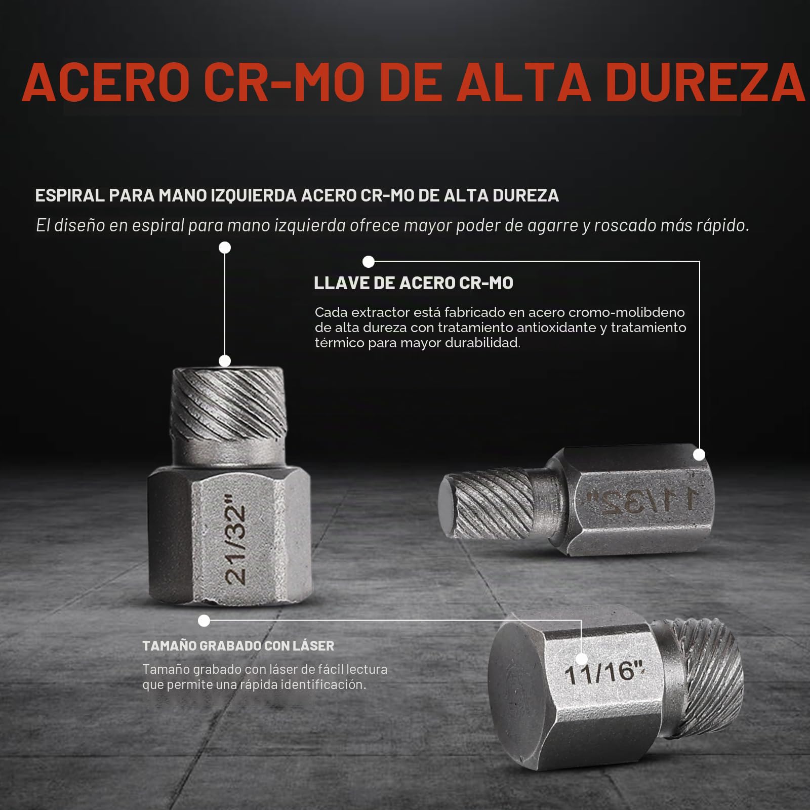 Kit de 25 Extractor de Tornillos Rotos, Saca Tornillos Rotos, Extractor de Tornillos Dañados - Elimina Fácilmente Tornillos Rotos y Oxidados