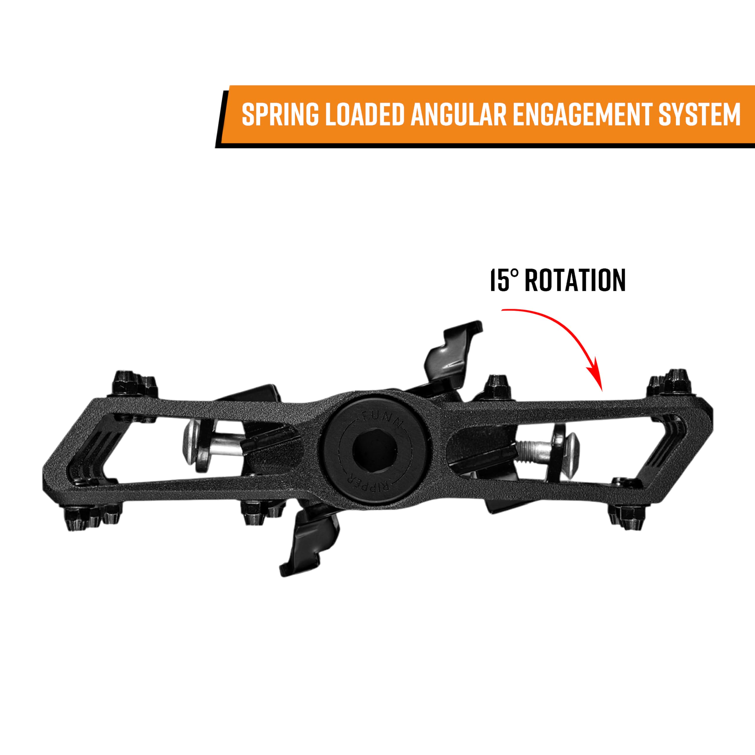 Funn Ripper2 Pedales Automáticos MTB, Enganche Angular, Calas SPD | cuerpo central AL6061 forjado, plataforma cóncava, eje CrMo, rosca 9/16", enganche a 15 grados, Trail Enduro DH