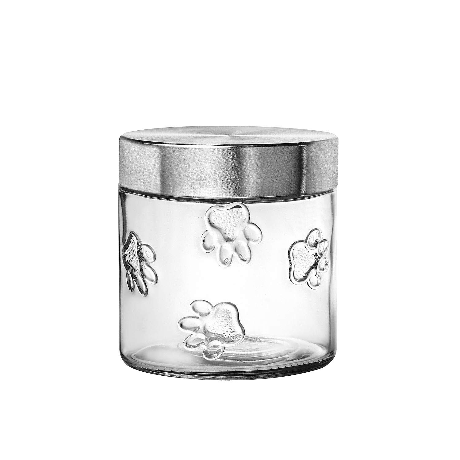 Amici Pet Collection, , Maxwell Dog Glass Canister, 28 oz, Small, Metal Twist-Top Lid