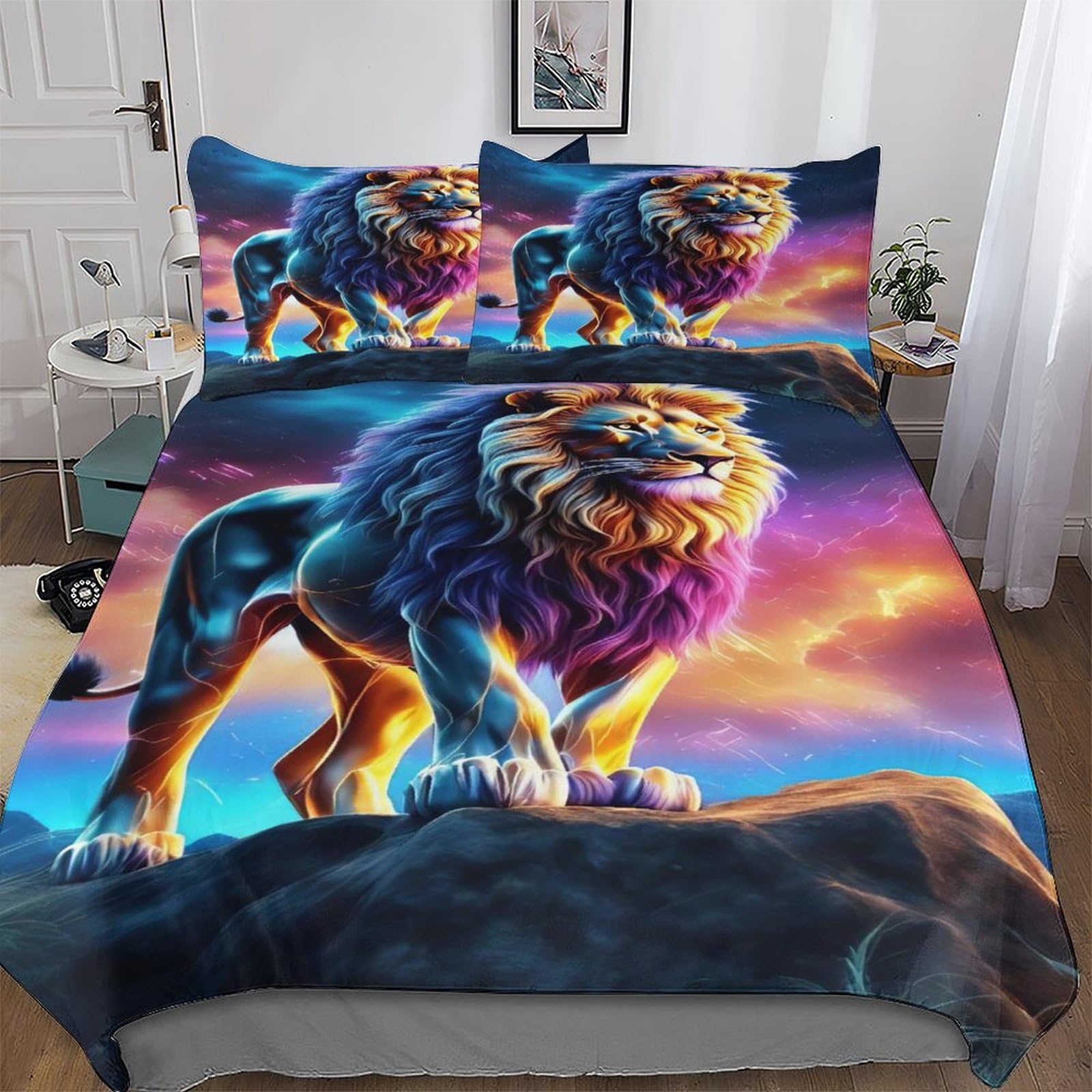 Parure de lit lion 220x240 cm pour transformer la chambre des ados