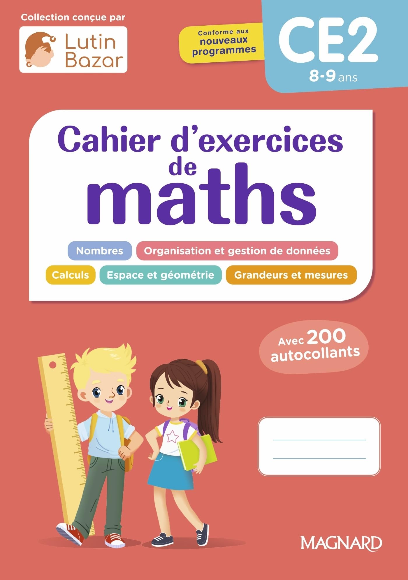 Cahier d'exercices maths CE2: Une collection conçue par Lutin Bazar
