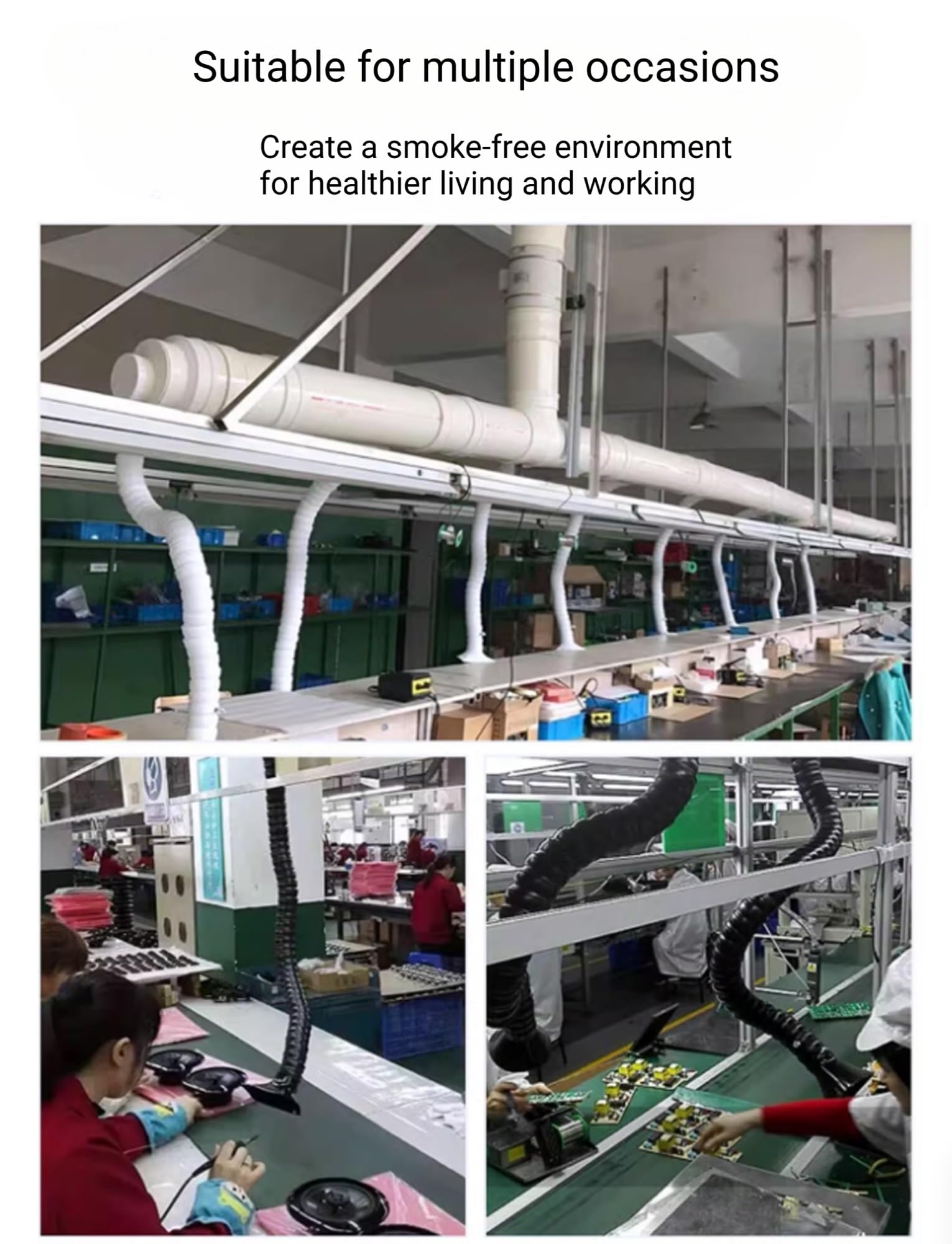 Brazo de recogida de polvo con capucha, manguera flexible de extracción de humos de 360° para laboratorio, soldadura, soldadura
