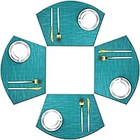 Vista 8 de Juego de 6 manteles individuales de cuña para mesa redonda de vinilo tejido de vinilo antideslizante de plástico (champán)