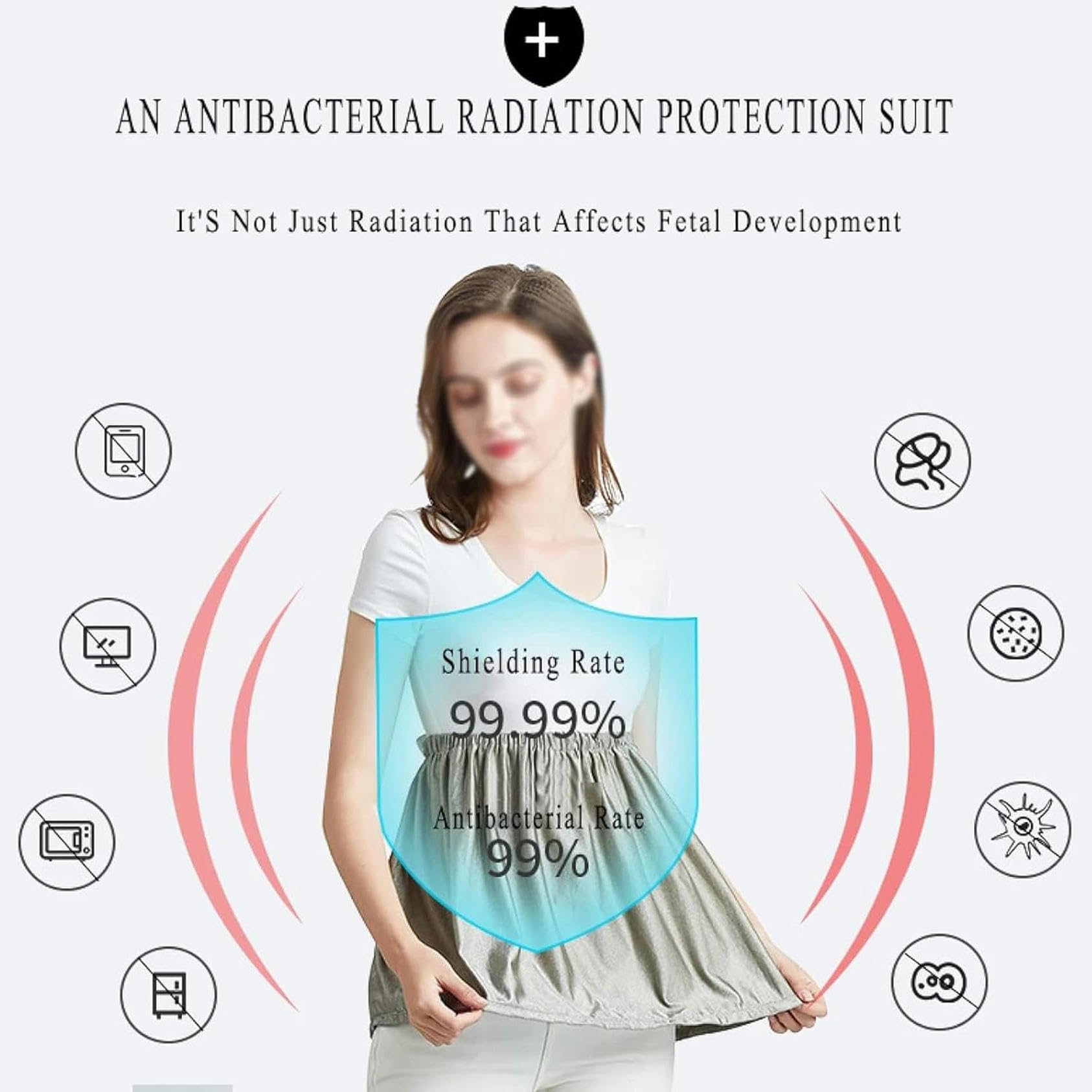 CNPRAZ Bandes ventrales de maternité de Protection Contre Les radiations EMF, Tablier de Bouclier électromagnétique en Fibre Argent, Tablier de maternité de Soutien Abdominal