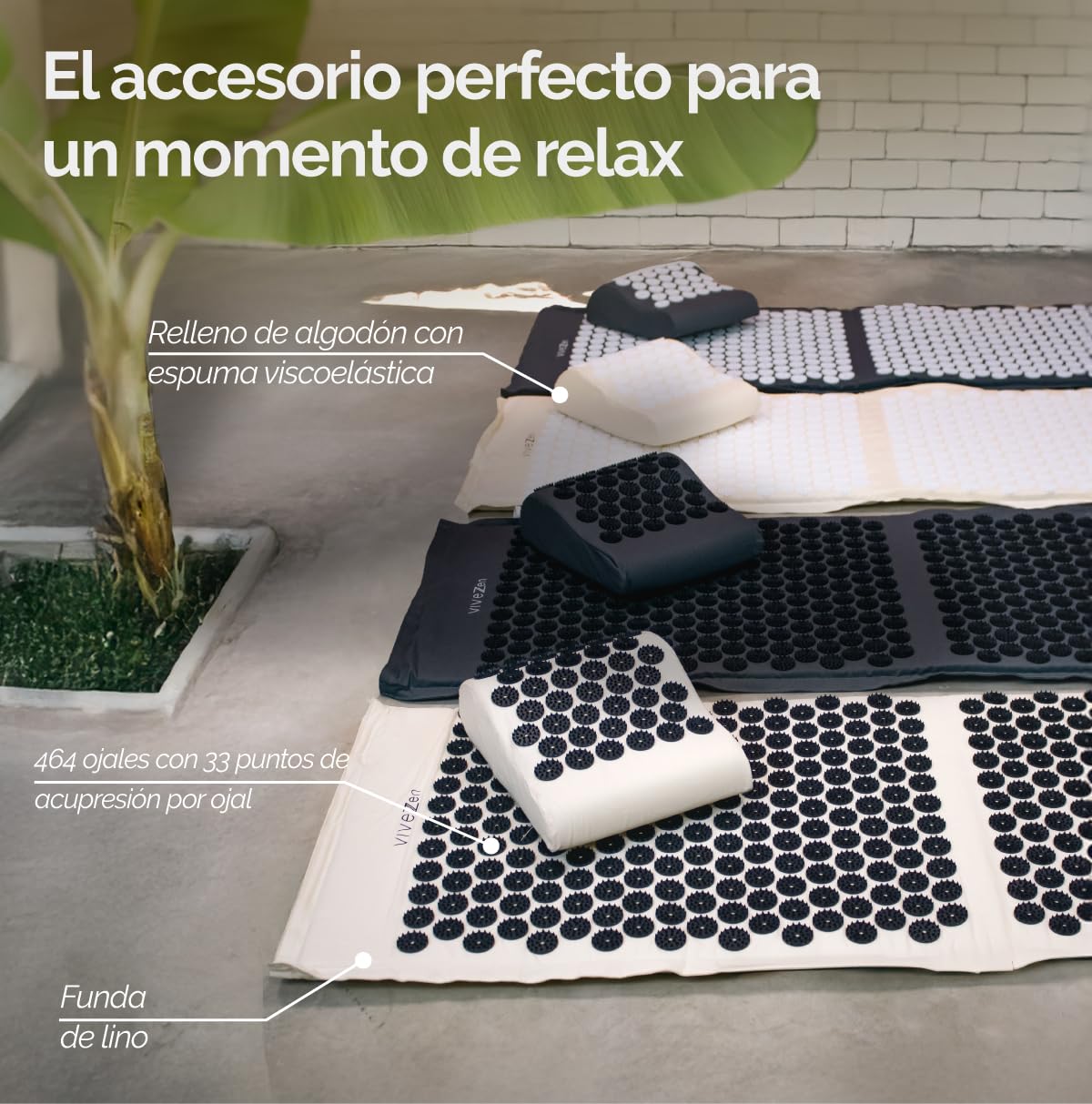 Vivezen - Colchoneta y cojín de acupresión con bolsa de transporte