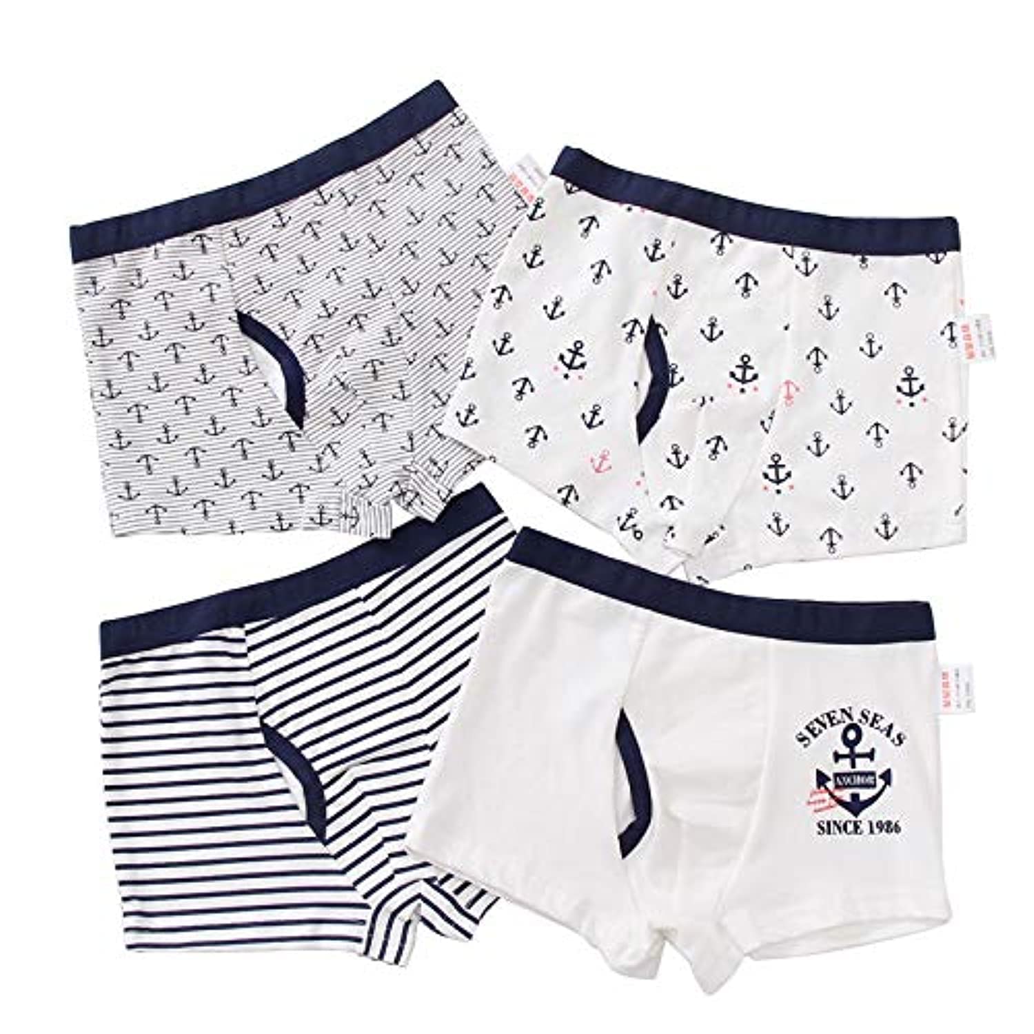 Boys Boxer Briefs Cotton Underwear Comfort Breathable 4 Pack Assorted Color