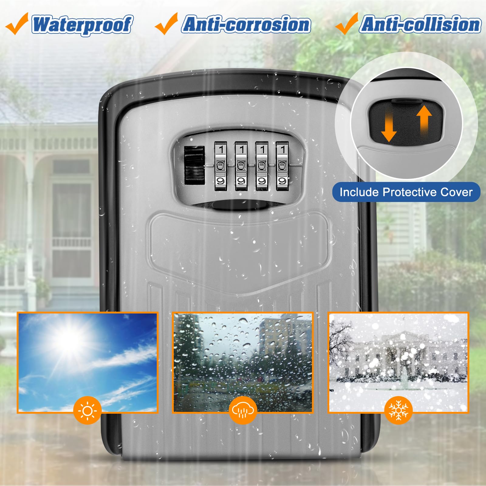 Coffre-fort à Clés Mural Avec Combinaison à 4 Chiffres, Armoire à Clés Robuste Et étanche Pour Maison, Garage, école, Gris, Dimensions Extérieures : 115 X 95 X 40 Mm