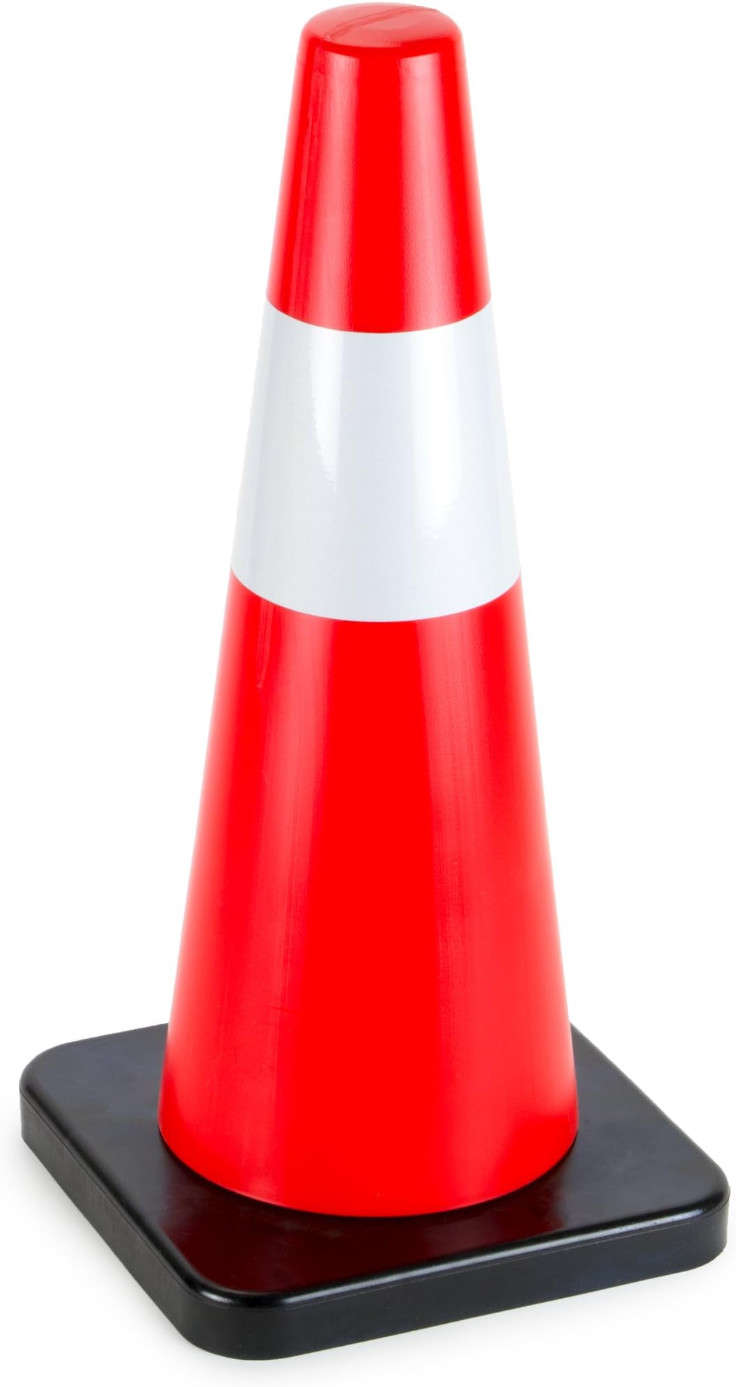 18" High Hat Cones in Fluorescent Orange with Reflective Sleeve and Black Base for Indoor/Outdoor Traffic Work Area Safety Marker & Agility Sport Training - Single