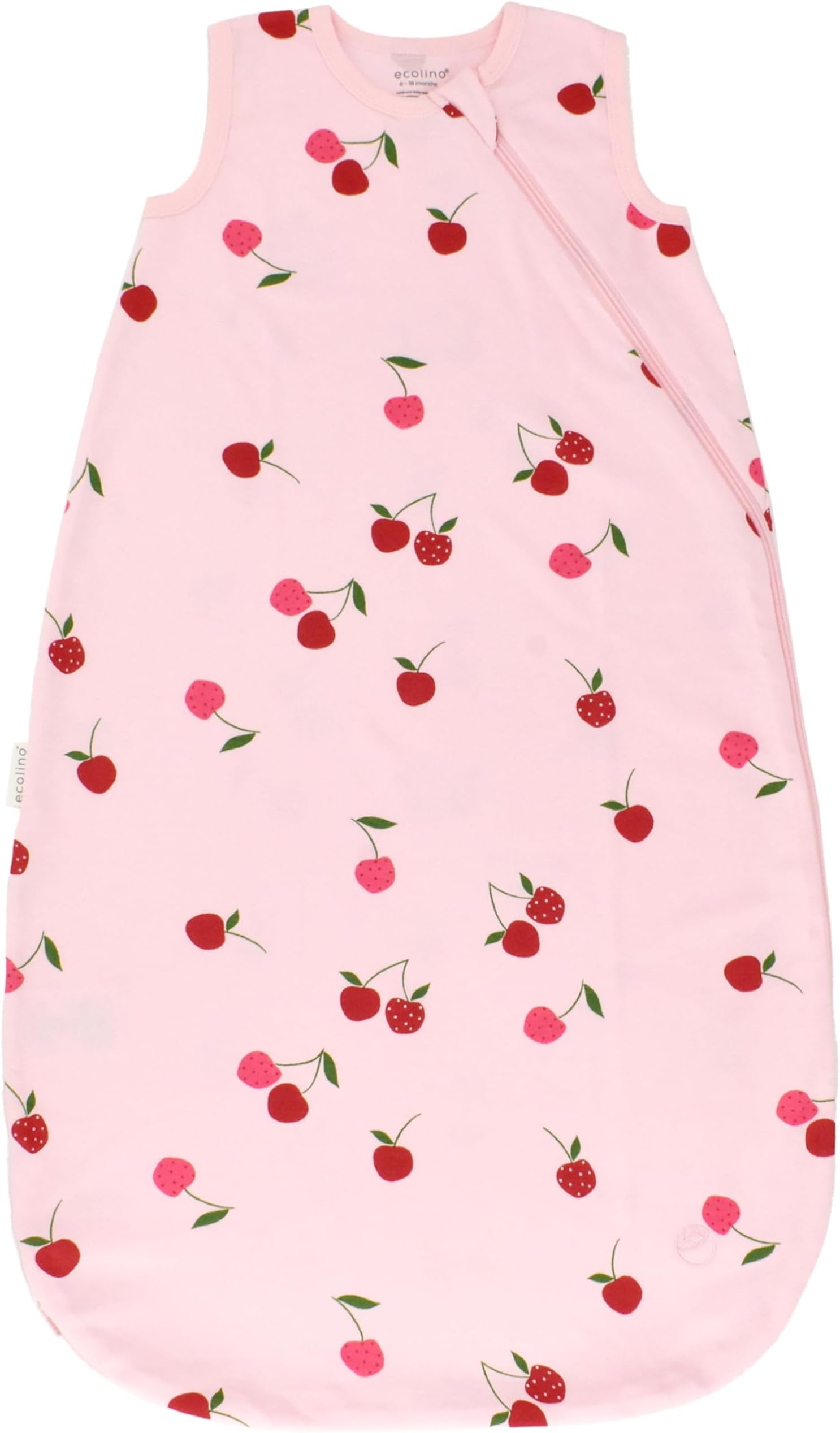 Ecolino Organic Cotton Baby Sleep Sack - 2-Way Zipper Baby Wearable Blanket - Infant Sleeping Bag Sack - 6-18 Months - Cherry
