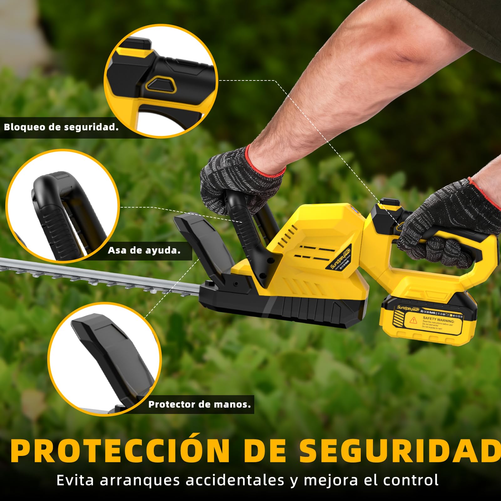 53cm Cortasetos Bateria 2 x 4.0Ah - 21V Cortasetos Electrico Inalámbrico con Mango Giratorio de 180°, Espesor de Corte 16mm, Corta Setos Jardin Electrico para Setos, Arbustos y Poda