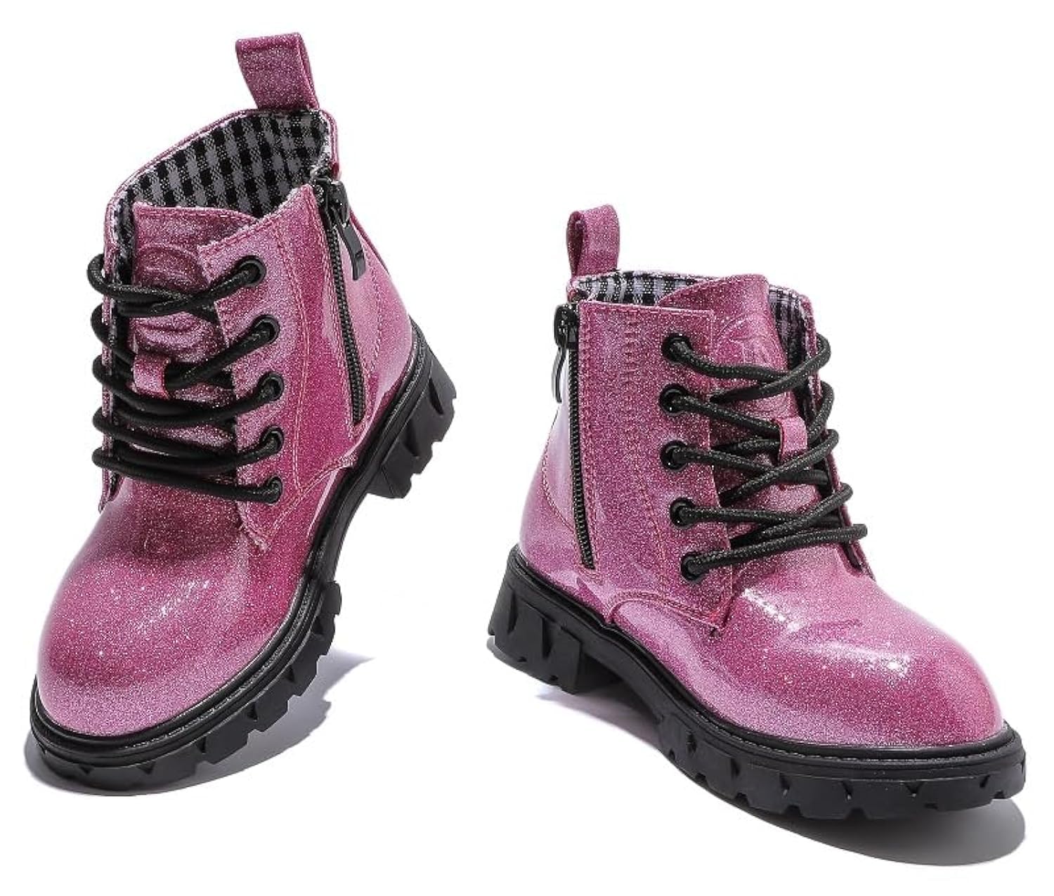 kkdom Boys Girls Waterproof Lace Up Side Zipper Ankle Combat Boots(Toddler/Little Kid/Big Kid)