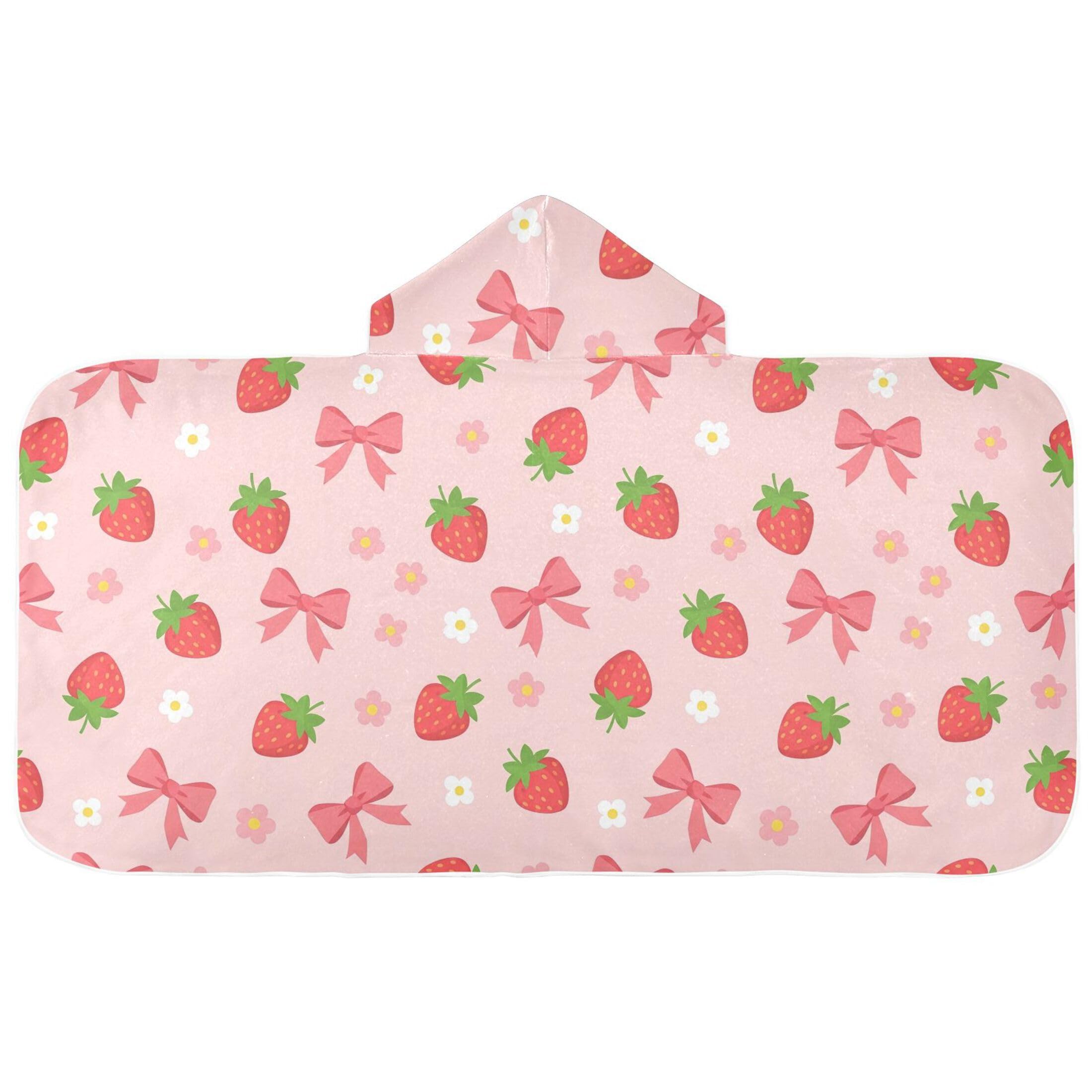 Fuauuyl Strawberry Hooded Baby Bath Towel Soft & Breathable Towel for Newborns Infants Toddlers, Nursery Essential