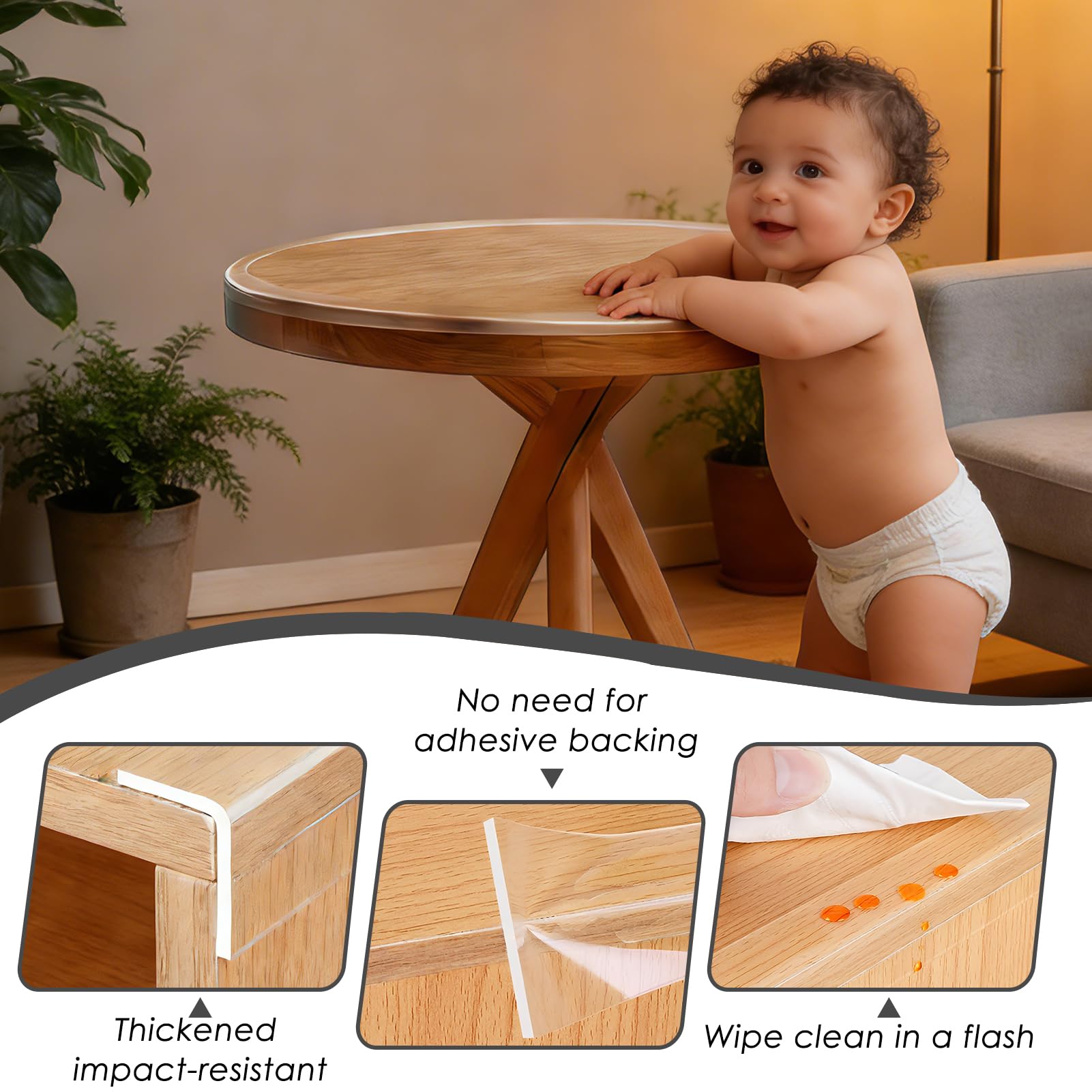Protector de cantos transparente, autoadhesivo, 3 m (largo) x 30 mm (ancho) x 2 mm (diámetro), protector de bordes de mesa Baby extra fuerte de cinta adhesiva nano, suave protección de bordes para — view 3