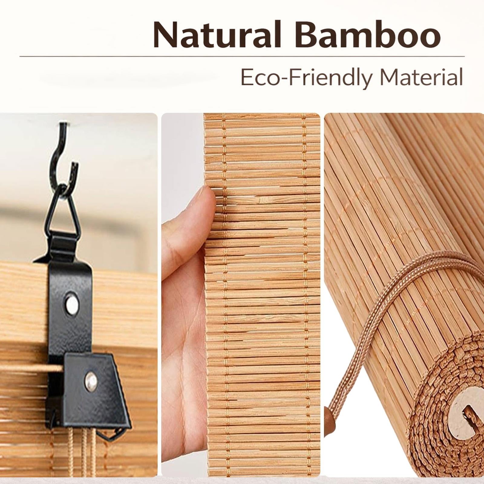 Naturalny bambusowy zwijany klosz, oddychające, bambusowe, chroniące przed słońcem, idealne do ogrodu, na taras, balkon, patio i pergolę, rozmiary 45-180 cm (150 x 340 cm)