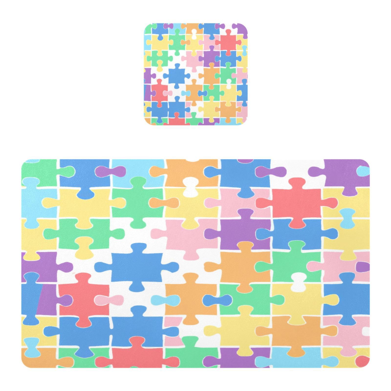 BURSTDDY Colorful Puzzle Placemat Waterproof Place Mat for Dining Table