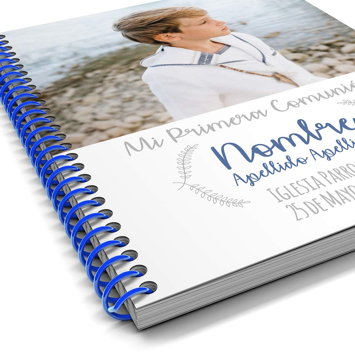 Onepersonal - Libreta Personalizada primera comunión | Cuaderno Personalizable niño para regalo de primera comunión para añadir Foto y texto | Diseño minimalista (Pack 20 Uds.)