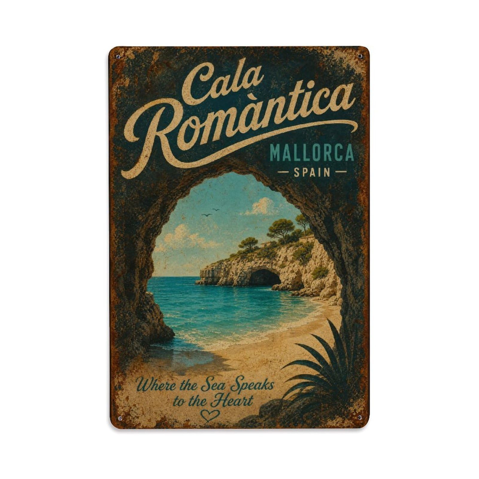 Metal Tin Sign Mallorca Spain Vintage Travel