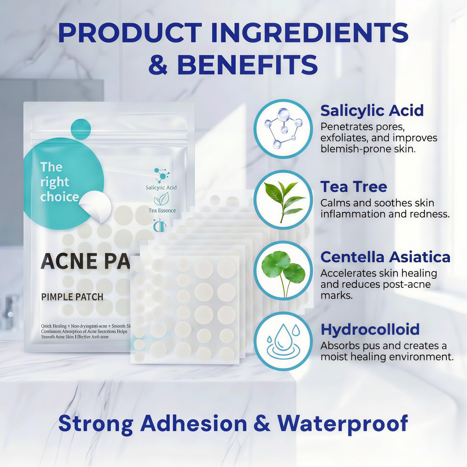 300 Pièce Patch Bouton Acne, Invisible Hydrocolloïde Pimple Patches, 2-In-1 de Jour et de Nuit Avec Huile De Tea Tree & Acide Salicylique, Imperméable & Transpirable pour Skincare (8/10/12/14mm)